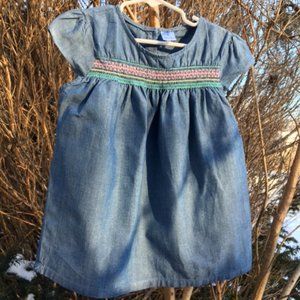 Adorable, European Style, Carter's , Smocked, 100% Cotton Denim , Dress.  6month